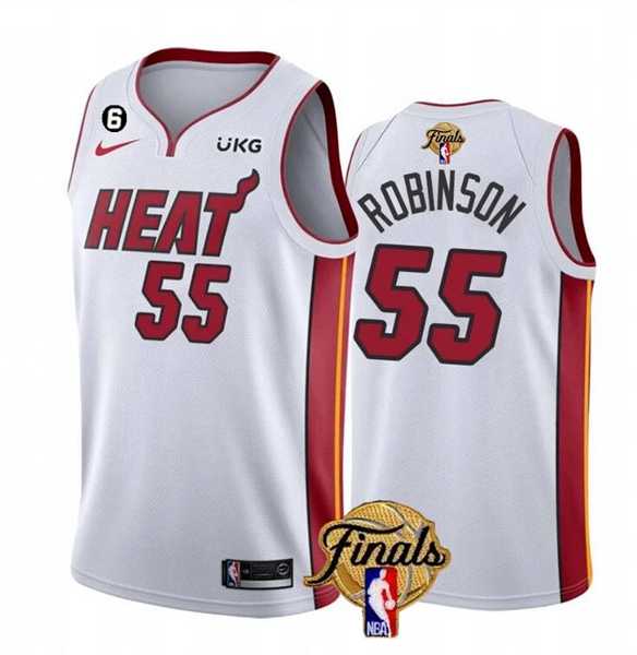 Men%27s Miami Heat #55 Duncan Robinson White 2023 Finals Association Edition With NO.6 Patch Stitched Basketball Jersey->miami heat->NBA Jersey